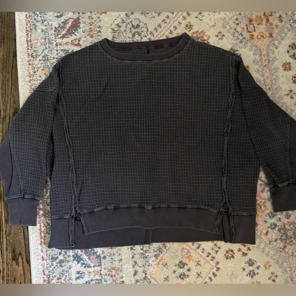 American Eagle Outfitters Textured Grey Wash Crewneck Sweater